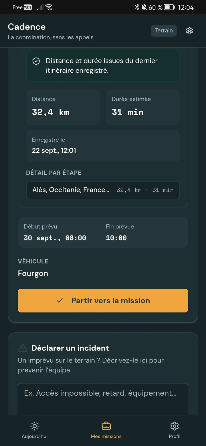 Écran mobile Cadence : mission d’une mission